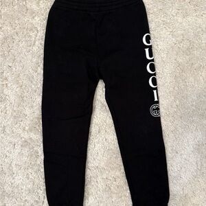 Gucci Black Kids Logo Side-Print Sweatpants Sz 8